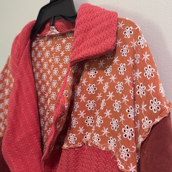 POL Brick Red & Coral Mixed Media Coat Jacket M - Picture 5 of 9